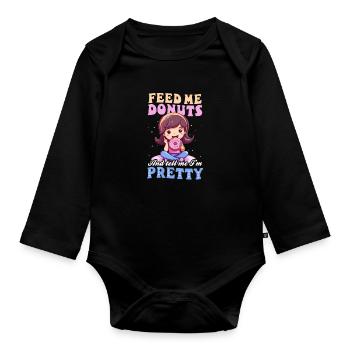 Donut Feed Me Donuts - Baby Bio-Langarm-Body - Schwarz - Vorne