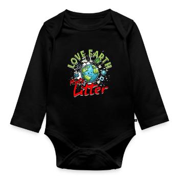 Protection de l’environnement Environnementaliste Amour Terre Haine Litière - Body Bébé bio manches longues - noir - Devant