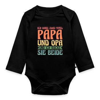 Papa & Opa Familie Papa Geschenk - Baby Bio-Langarm-Body - Schwarz - Vorne