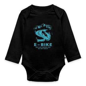 E Bike Dire Citation Cycliste Montagnes Nature - Body Bébé bio manches longues - noir - Devant
