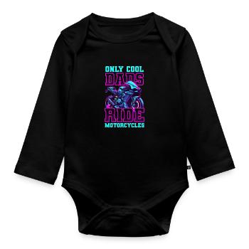 Motorbike Dad Cool Dads Ride Motorcycles - Organic Longsleeve Baby Bodysuit - black - Front