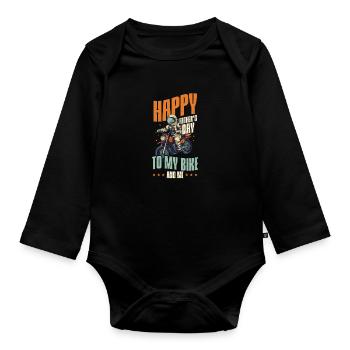 Motorbike Dad To My Bike And Me - Organic Longsleeve Baby Bodysuit - black - Front