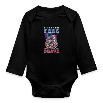 4 Juillet Football Maison De Libre Parce Que Courageux - Body Bébé bio manches longues - noir - Devant
