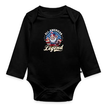 4th Of July Football All American Legend - Organic Longsleeve Baby Bodysuit - black - Front