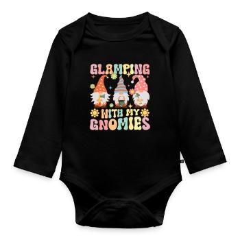 Glamping mit meinen Gnomies Groovy Glamper Gnome Z - Baby Bio-Langarm-Body - Schwarz - Vorne