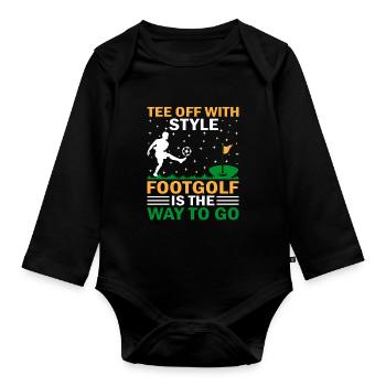 Footgolf Player Foot Golf Playing Footgolfers Foot - Organic Longsleeve Baby Bodysuit - black - Front