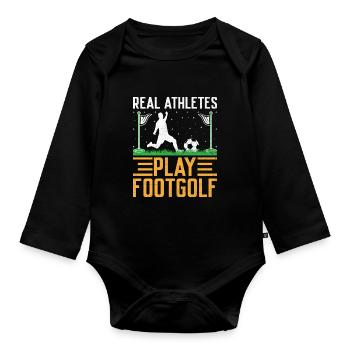 Footgolf Player Foot Golf Playing Footgolfers Foot - Organic Longsleeve Baby Bodysuit - black - Front