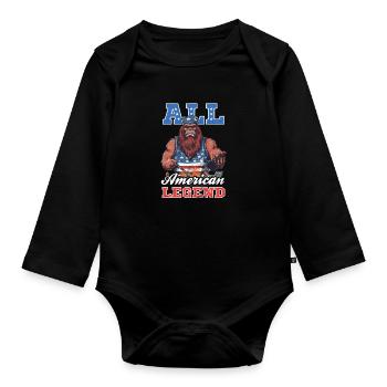 4th Of July BBQ All American Legend - Organic Longsleeve Baby Bodysuit - black - Front