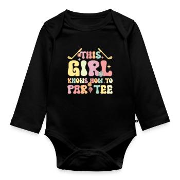 Groovy Golf Girl Golfing Cette Fille Sait Pa - Body Bébé bio manches longues - noir - Devant