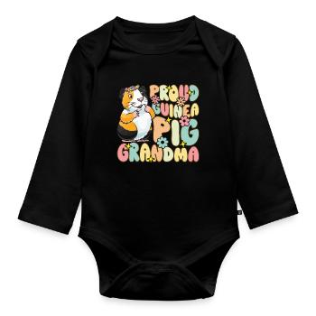 Fier cochon d’Inde grand-mère Groovy cochon d’Inde - Body Bébé bio manches longues - noir - Devant