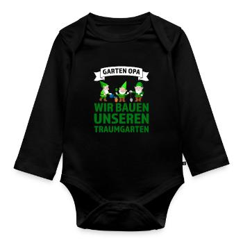 Garten Opa Zwerge Großvater Geschenk - Baby Bio-Langarm-Body - Schwarz - Vorne