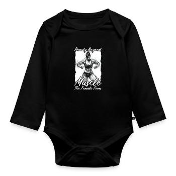 Weibliche Bodybuilderin Schönheit jenseits der Muskeln - Baby Bio-Langarm-Body - Schwarz - Vorne