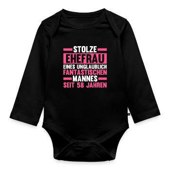 Marriage Angel Wedding 58 Years Married Wedding - Organic Longsleeve Baby Bodysuit - black - Front