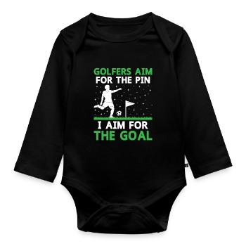 Footgolf Player Foot Golf Playing Footgolfers Foot - Organic Longsleeve Baby Bodysuit - black - Front