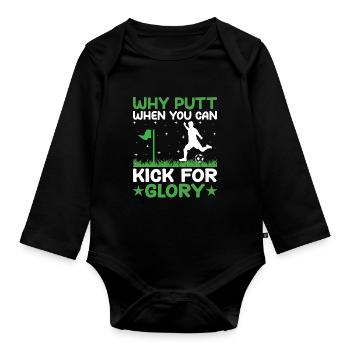 Footgolf Player Foot Golf Playing Footgolfers Foot - Organic Longsleeve Baby Bodysuit - black - Front