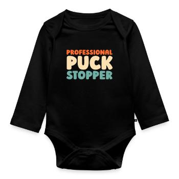 Eishockey Torwart Torwart Puck Hockey Puck - Baby Bio-Langarm-Body - Schwarz - Vorne