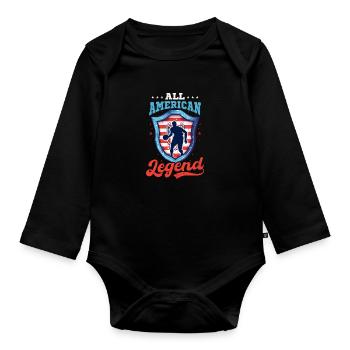 4th Of July Basketball All American Legend - Organic Longsleeve Baby Bodysuit - black - Front