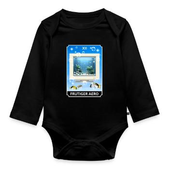 Frutiger Aero Aesthetic Tech Computer Aquarium - Baby Bio-Langarm-Body - Schwarz - Vorne