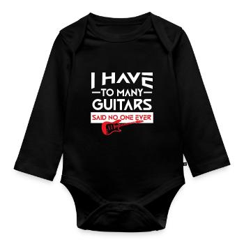 Conception de citation drôle d’amateur de guitare - « Trop de guitare » - Body Bébé bio manches longues - noir - Devant