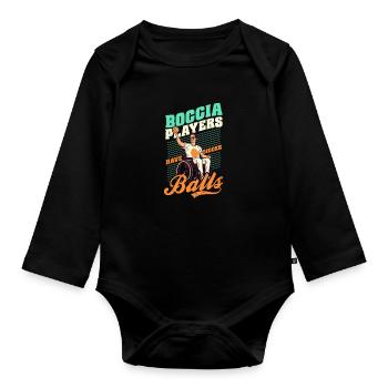 Boccia-Spieler Boccia-Spieler haben größere Eier - Baby Bio-Langarm-Body - Schwarz - Vorne