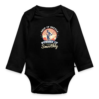 4th Of July Golf Softly Stroke Smoothly - Organic Longsleeve Baby Bodysuit - black - Front
