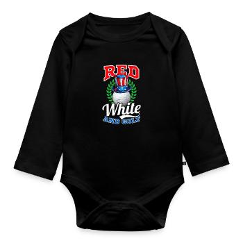 4. Juli Golf Rot Weiß Und Golf - Baby Bio-Langarm-Body - Schwarz - Vorne