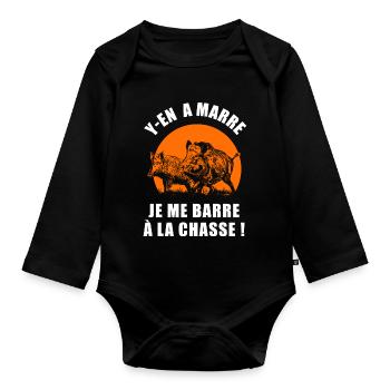 je me barre à la chasse drôle marrant chasseur - Body Bébé bio manches longues - noir - Devant