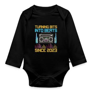 Chiptune Music Lover Groove to the Bleeps and Bloo - Organic Longsleeve Baby Bodysuit - black - Front