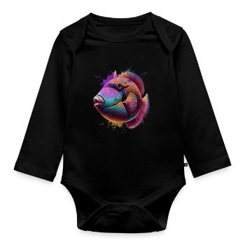 Humuhumunukunukuapua'a Hawaiian Reef Pusher - Organic Longsleeve Baby Bodysuit - black - Front