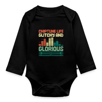 Chiptune Music Lover Groove to the Bleeps and Bloo - Organic Longsleeve Baby Bodysuit - black - Front