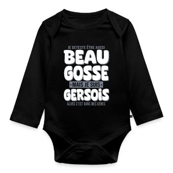Beau gosse Gers cadeau homme gersois - Body Bébé bio manches longues - noir - Devant