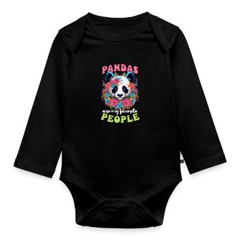 Panda Pandas Are My Favorite People - Organic Longsleeve Baby Bodysuit - black - Front