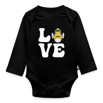 Humuhumunukunukuapua'a Hawaiianischer Riff-Drücker - Baby Bio-Langarm-Body - Schwarz - Vorne