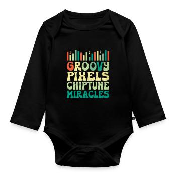 Chiptune Music Lover Groove zu den Bleeps und Bloo - Baby Bio-Langarm-Body - Schwarz - Vorne