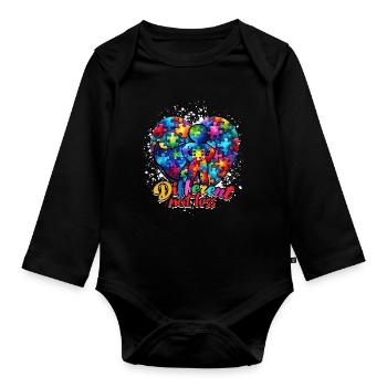Autistic Autistic Autism Different not less - Organic Longsleeve Baby Bodysuit - black - Front