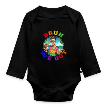 Pride Gay CSD Love LGBTQ Colors of the Rainbow - Organic Longsleeve Baby Bodysuit - black - Front