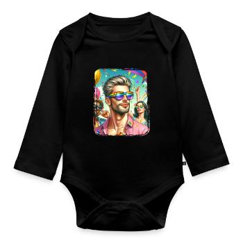 Pride Gay CSD Love LGBTQ Farben des Regenbogens - Baby Bio-Langarm-Body - Schwarz - Vorne