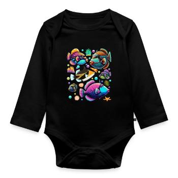 Humuhumunukunukuapua'a Hawaiian Reef Pusher - Organic Longsleeve Baby Bodysuit - black - Front