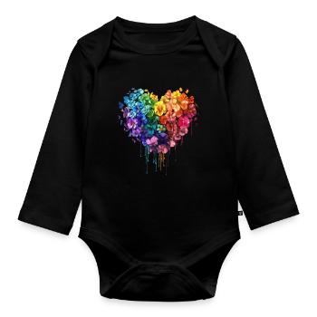 Florist Flower Heart Gardener Pop Art - Organic Longsleeve Baby Bodysuit - black - Front