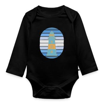 Lighthouse Signal Maritime Lighthouses - Organic Longsleeve Baby Bodysuit - black - Front