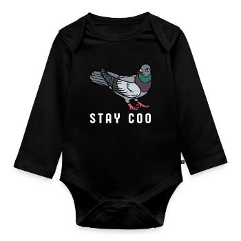 Stay Coo Bird | Funny Cool Pigeon Birding - Baby Bio-Langarm-Body - Schwarz - Vorne