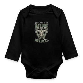 Schicker Bodybuilder, der von der Natur geformt wurde, nicht von Needl - Baby Bio-Langarm-Body - Schwarz - Vorne