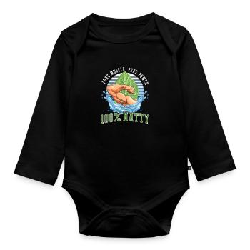 Natty Bodybuilder Pure Muscle Power: 100% Natty - Organic Longsleeve Baby Bodysuit - black - Front
