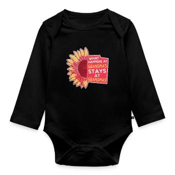 What happens at grandma's stays with grandma - Organic Longsleeve Baby Bodysuit - black - Front