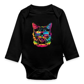 American Shorthair Dog Sunglasses Pop Art - Organic Longsleeve Baby Bodysuit - black - Front