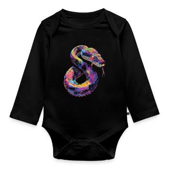 Ball Python Snake Pop Art - Organic Longsleeve Baby Bodysuit - black - Front
