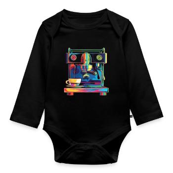 Barista Coffee Maker Pop Art - Organic Longsleeve Baby Bodysuit - black - Front