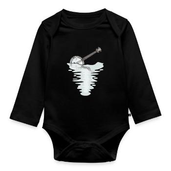 Banjo Musik Country Musik Banjospieler - Baby Bio-Langarm-Body - Schwarz - Vorne