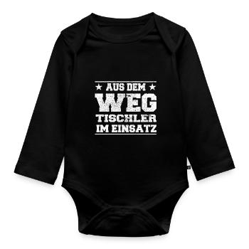 Aus dem Weg Tischler im Einsatz Design - Baby Bio-Langarm-Body - Schwarz - Vorne