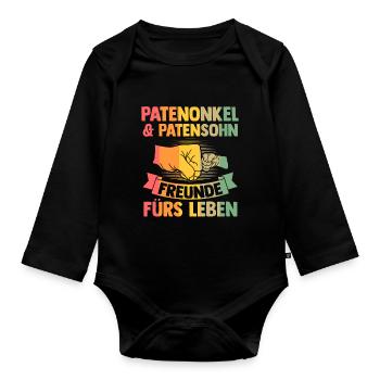 Patenonkel Patentochter Pate Geschenk - Baby Bio-Langarm-Body - Schwarz - Vorne
